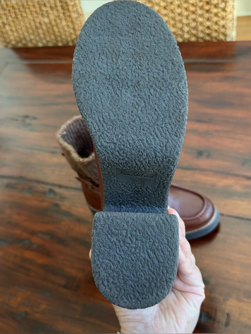 SAM EDELMAN Womens Brown Sweater Cuffs 1" Platform Sidney Booties 7.5 - Picture 6 of 7
